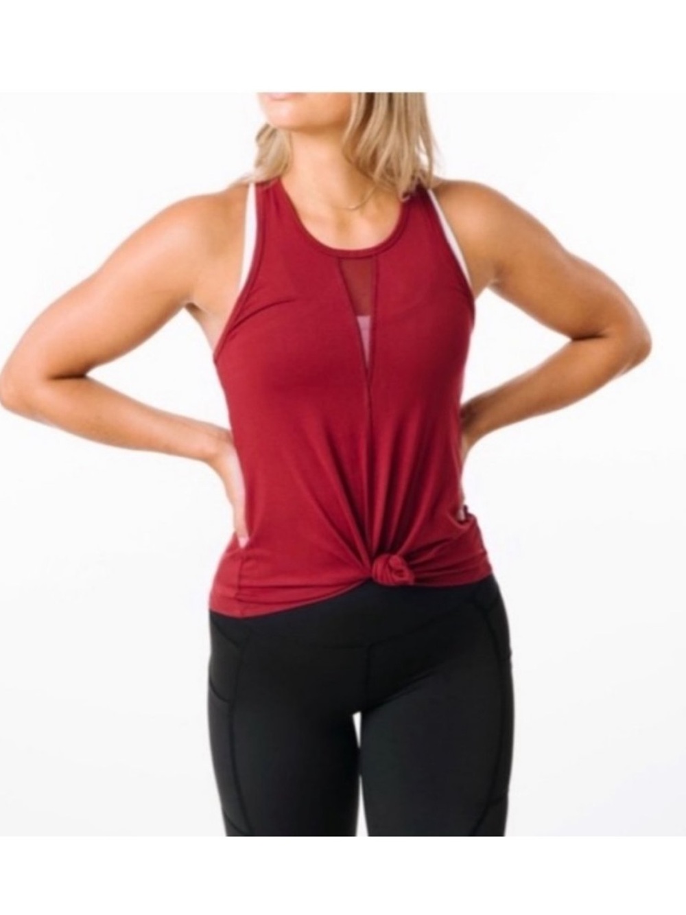 Zyia Active Effortless Tank Top with Mesh Insert Cranberry M